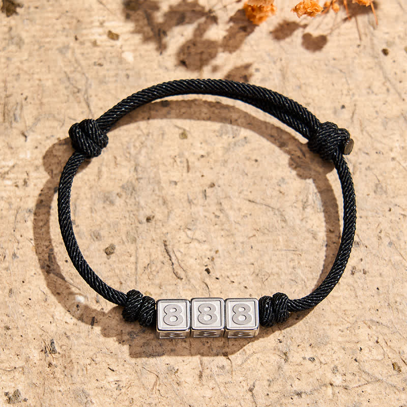 Nimara Ritual Titanium Steel 000-999 Angel Numbers Adjustable Black String Faith Bracelet