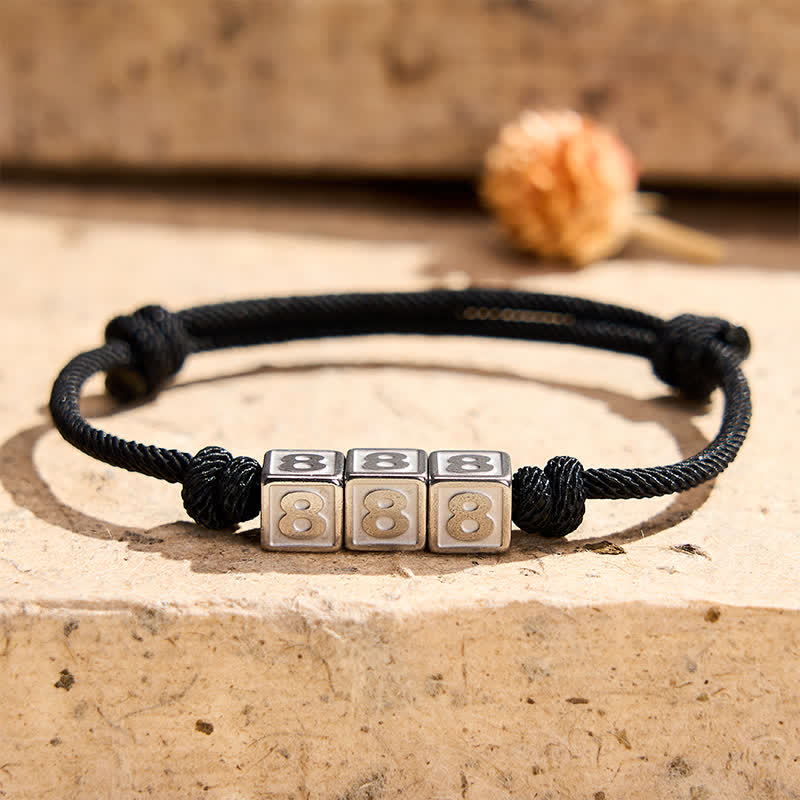 Nimara Ritual Titanium Steel 000-999 Angel Numbers Adjustable Black String Faith Bracelet