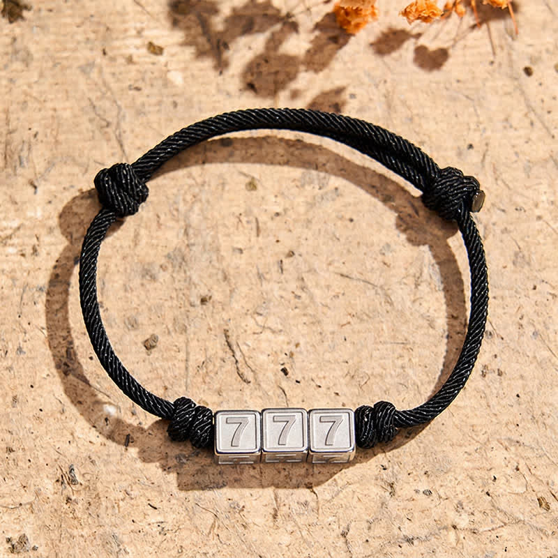 Nimara Ritual Titanium Steel 000-999 Angel Numbers Adjustable Black String Faith Bracelet