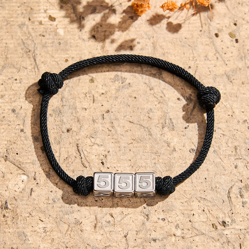 Nimara Ritual Titanium Steel 000-999 Angel Numbers Adjustable Black String Faith Bracelet