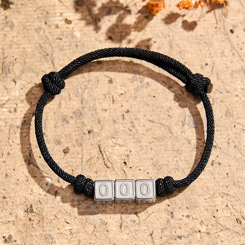 Nimara Ritual Titanium Steel 000-999 Angel Numbers Adjustable Black String Faith Bracelet