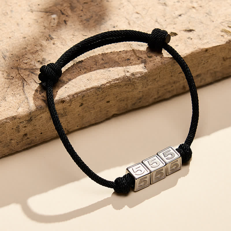 Nimara Ritual Titanium Steel 000-999 Angel Numbers Adjustable Black String Faith Bracelet