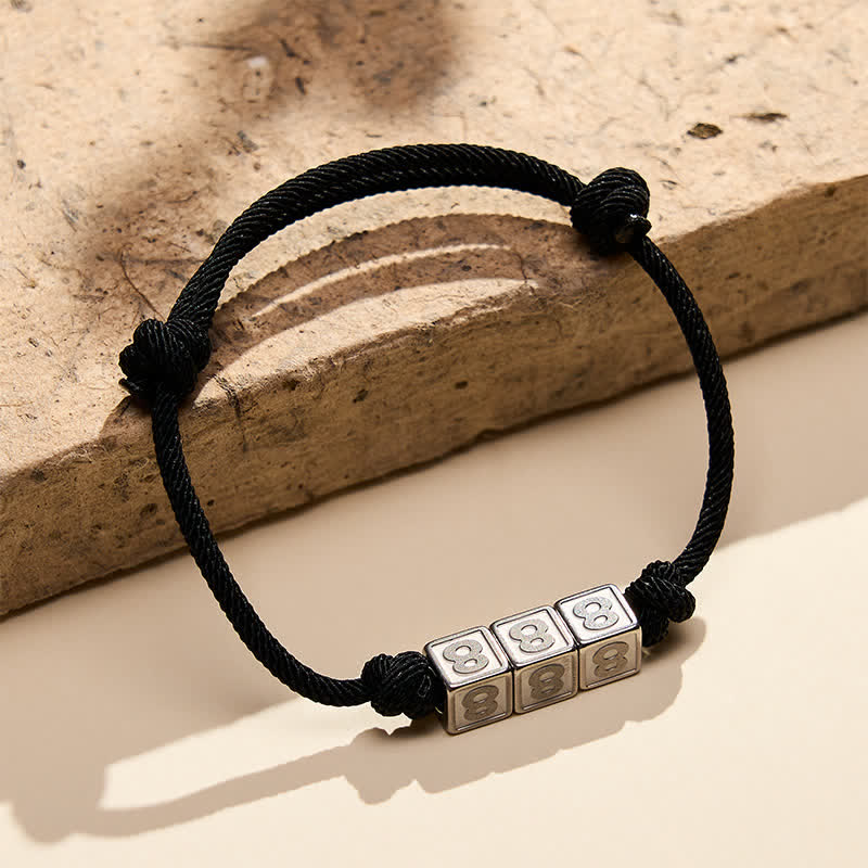 Nimara Ritual Titanium Steel 000-999 Angel Numbers Adjustable Black String Faith Bracelet