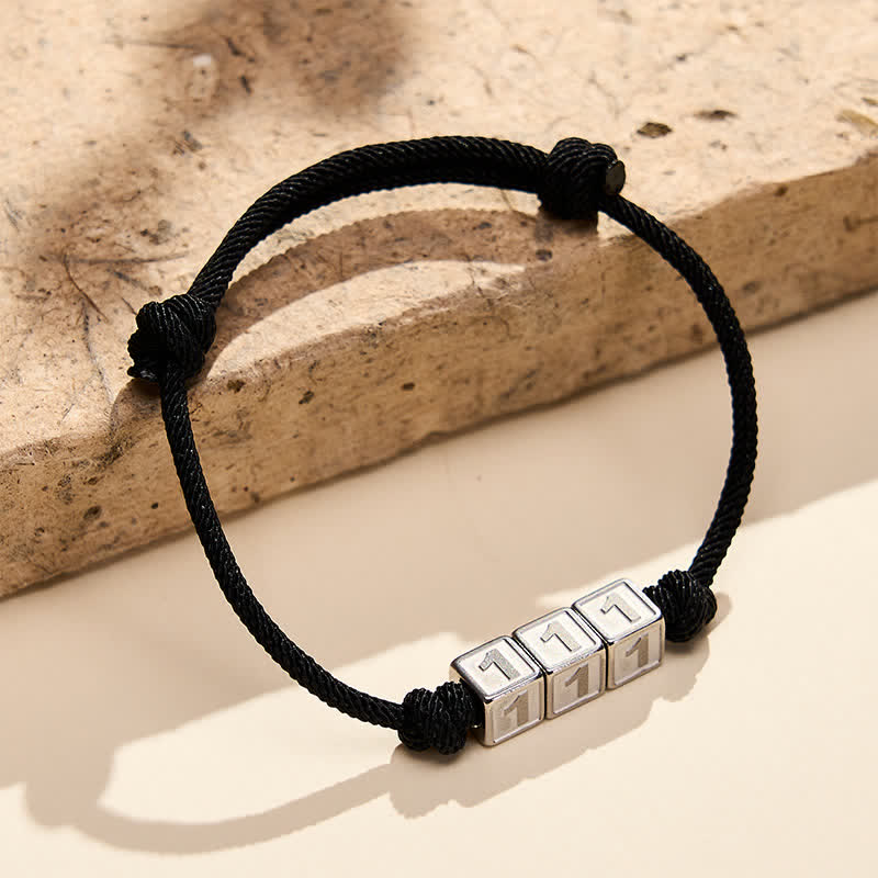 Nimara Ritual Titanium Steel 000-999 Angel Numbers Adjustable Black String Faith Bracelet
