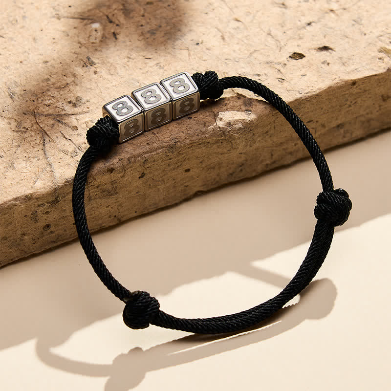 Nimara Ritual Titanium Steel 000-999 Angel Numbers Adjustable Black String Faith Bracelet