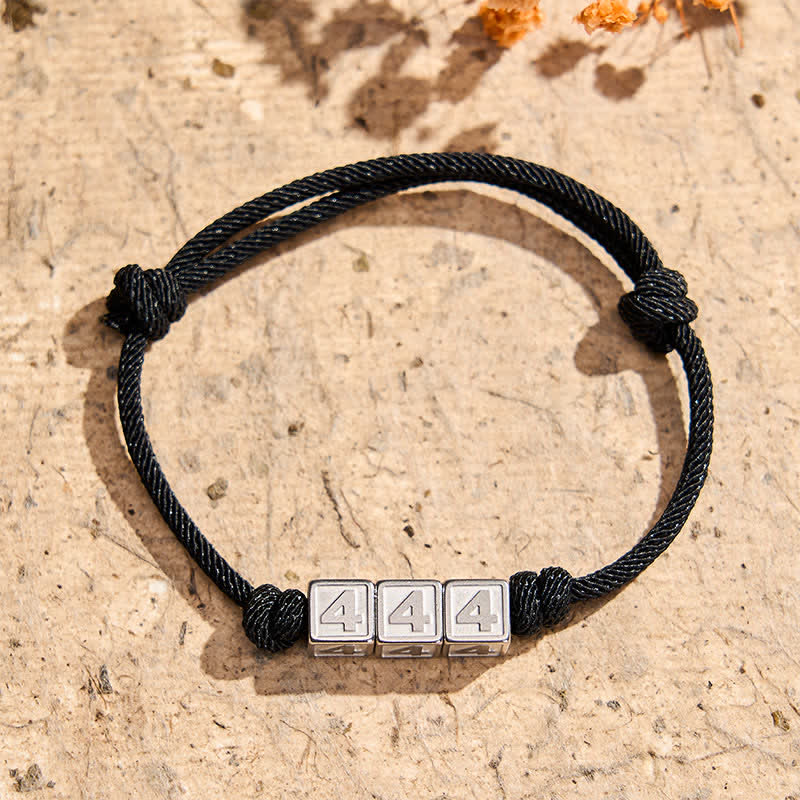 Nimara Ritual Titanium Steel 000-999 Angel Numbers Adjustable Black String Faith Bracelet