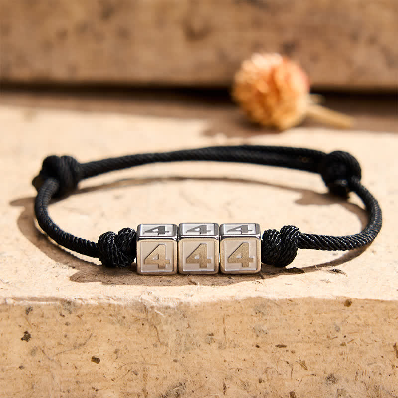 Nimara Ritual Titanium Steel 000-999 Angel Numbers Adjustable Black String Faith Bracelet