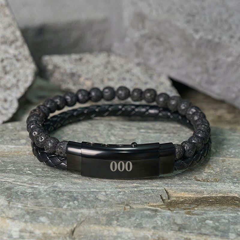Nimara Ritual Lava Rock Angel Numbers Double Wrap Leather Faith Bracelet