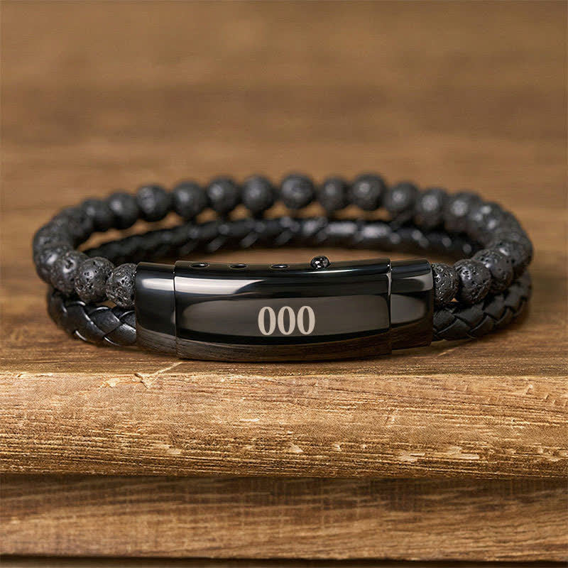 Nimara Ritual Lava Rock Angel Numbers Double Wrap Leather Faith Bracelet
