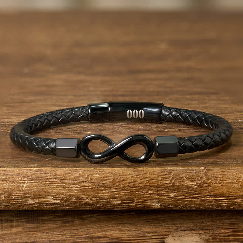 Nimara Ritual Angel Numbers Infinity Symbol Leather Faith Bracelet