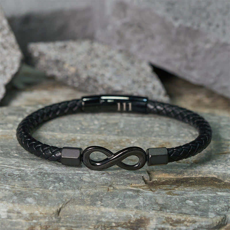 Nimara Ritual Angel Numbers Infinity Symbol Leather Faith Bracelet