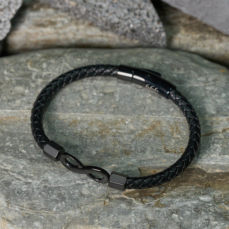 Nimara Ritual Angel Numbers Infinity Symbol Leather Faith Bracelet