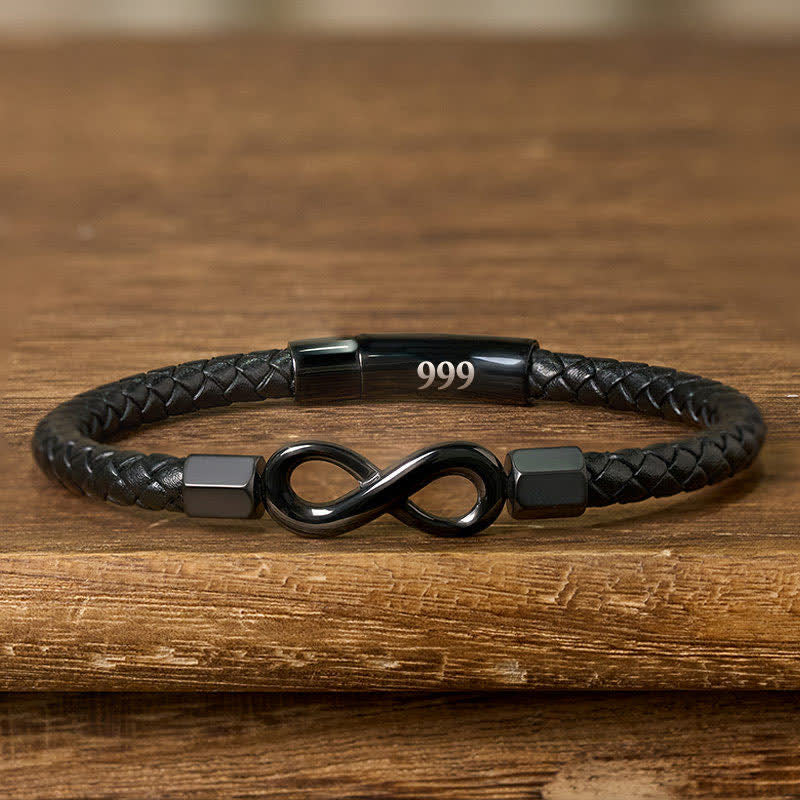 Nimara Ritual Angel Numbers Infinity Symbol Leather Faith Bracelet