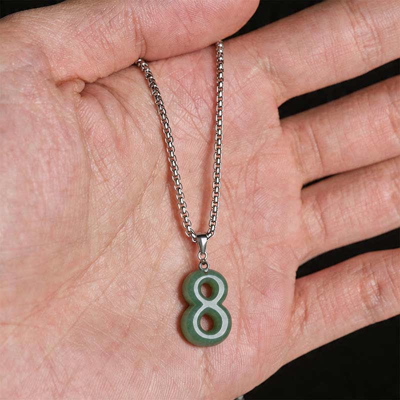 Nimara Ritual Natural 0-9 Angel Numbers Jade Titanium Steel Chain Prosperity Necklace Pendant