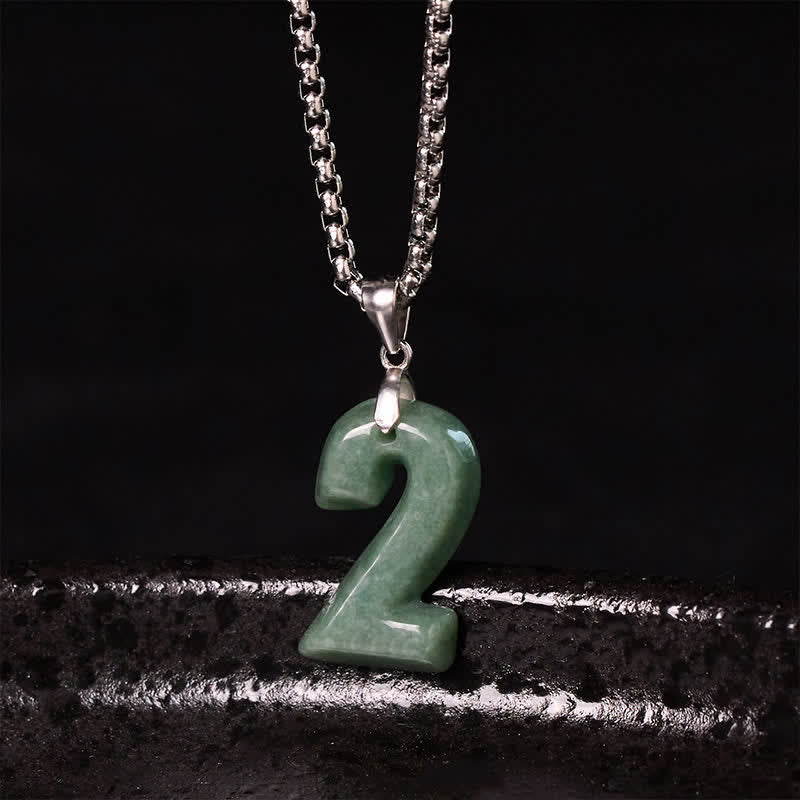 Nimara Ritual Natural 0-9 Angel Numbers Jade Titanium Steel Chain Prosperity Necklace Pendant