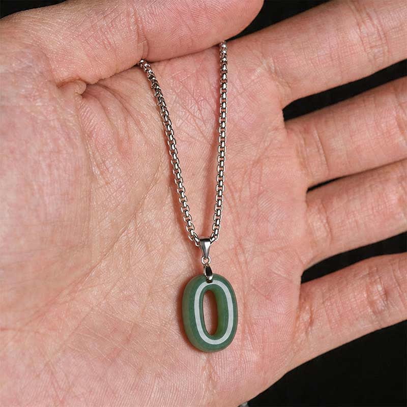 Nimara Ritual Natural 0-9 Angel Numbers Jade Titanium Steel Chain Prosperity Necklace Pendant