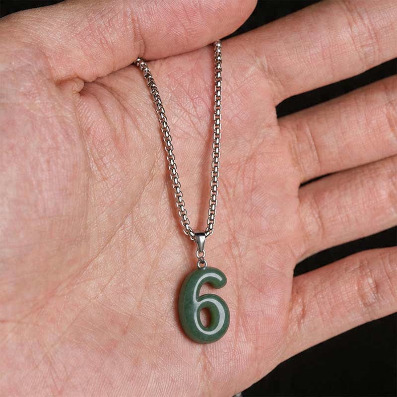Nimara Ritual Natural 0-9 Angel Numbers Jade Titanium Steel Chain Prosperity Necklace Pendant