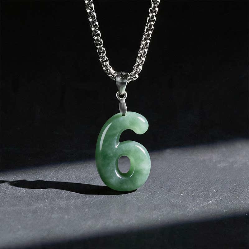 Nimara Ritual Natural 0-9 Angel Numbers Jade Titanium Steel Chain Prosperity Necklace Pendant