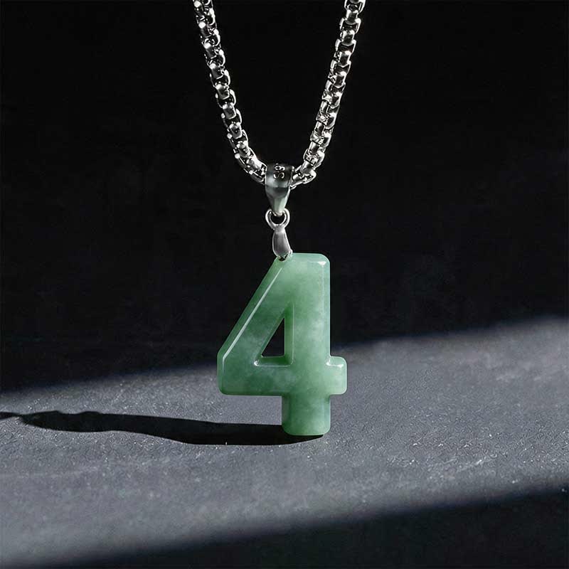Nimara Ritual Natural 0-9 Angel Numbers Jade Titanium Steel Chain Prosperity Necklace Pendant