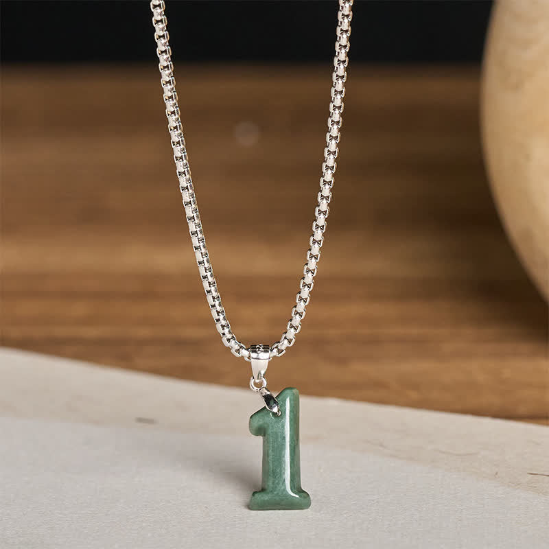 Nimara Ritual Natural 0-9 Angel Numbers Jade Titanium Steel Chain Prosperity Necklace Pendant