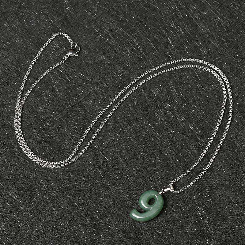 Nimara Ritual Natural 0-9 Angel Numbers Jade Titanium Steel Chain Prosperity Necklace Pendant