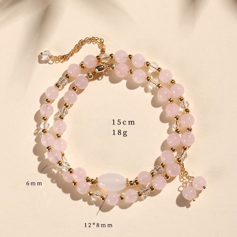 Nimara Ritual Natural Strawberry Quartz Double Wrap Crystal Healing Bracelet