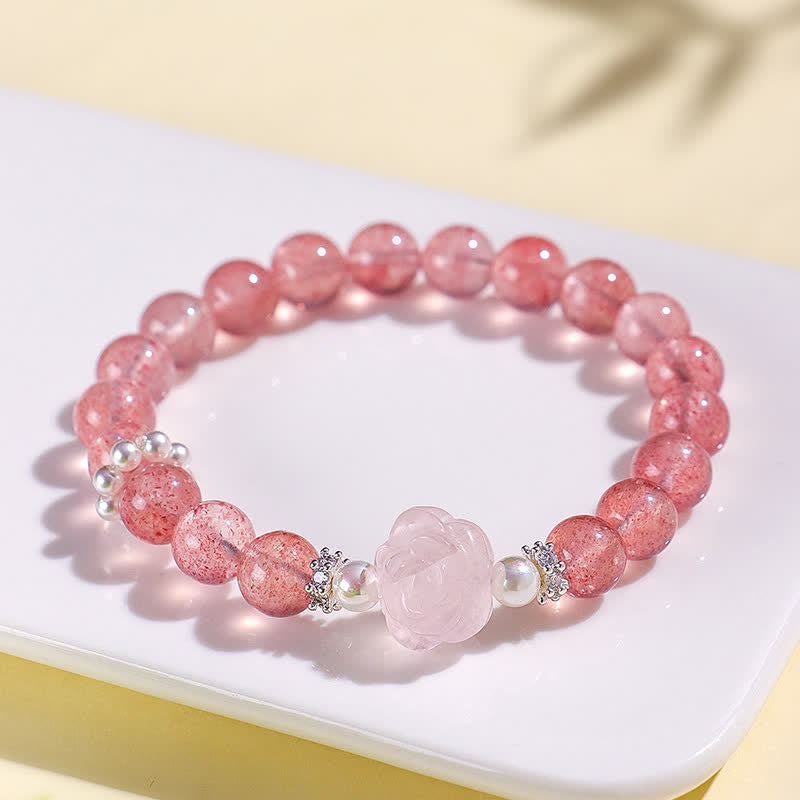 Nimara Ritual Strawberry Quartz Rose Beaded Love Bracelet
