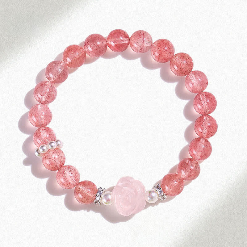 Nimara Ritual Strawberry Quartz Rose Beaded Love Bracelet