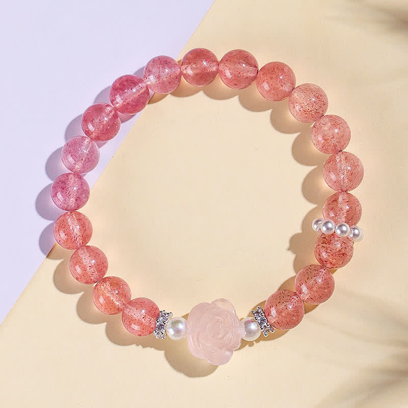 Nimara Ritual Strawberry Quartz Rose Beaded Love Bracelet