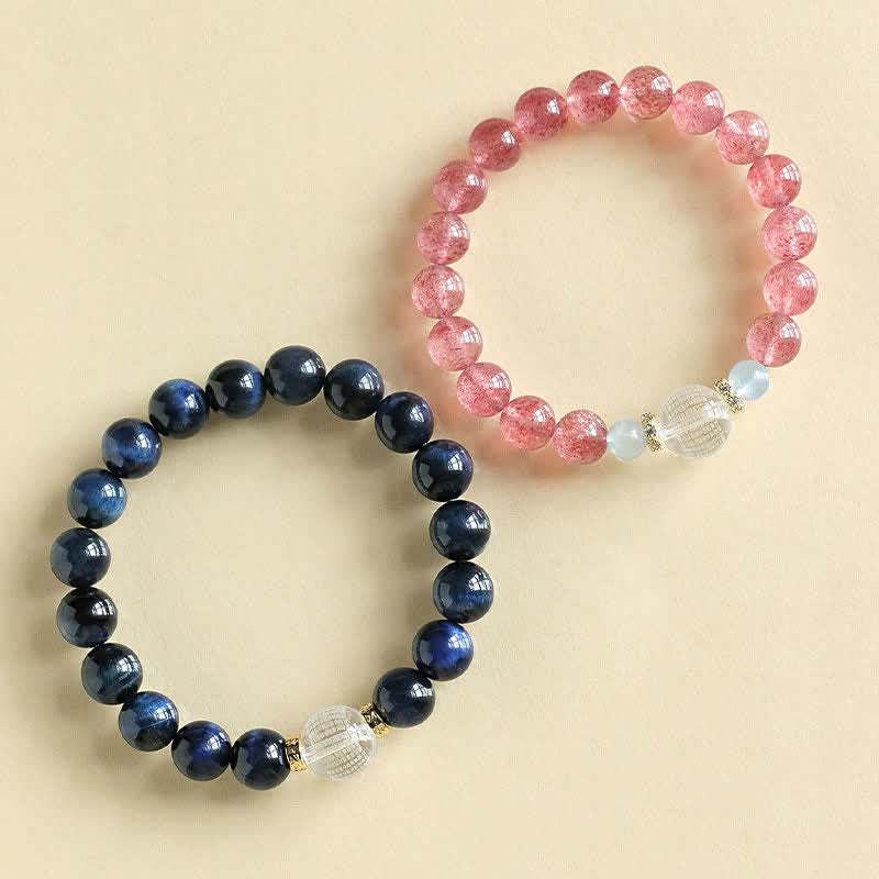 Nimara Ritual Strawberry Quartz Blue Tiger Eye Positive Bracelet
