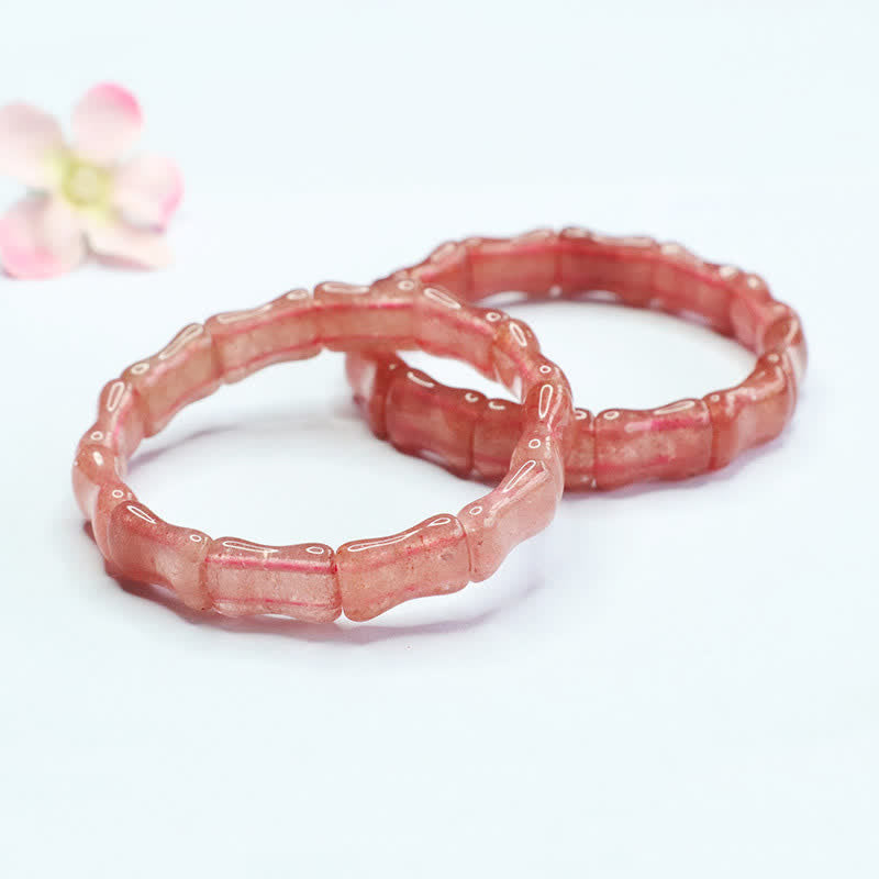 Nimara Ritual Strawberry Quartz Bamboo Positive Bracelet
