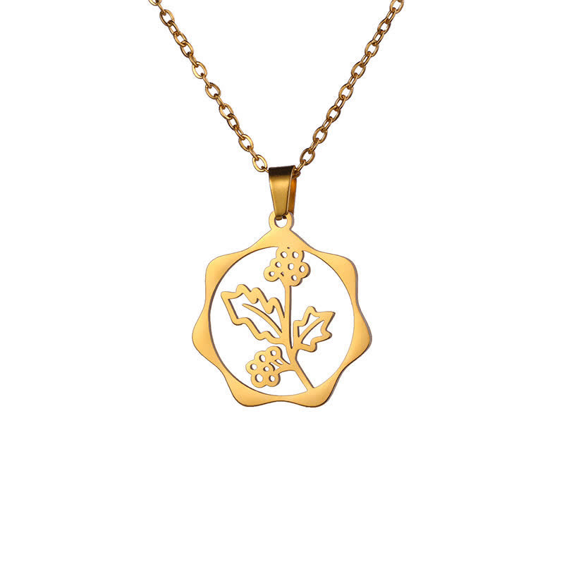 Nimara Ritual Titanium Steel Birth Flower Lotus Enlightenment Pendant Necklace