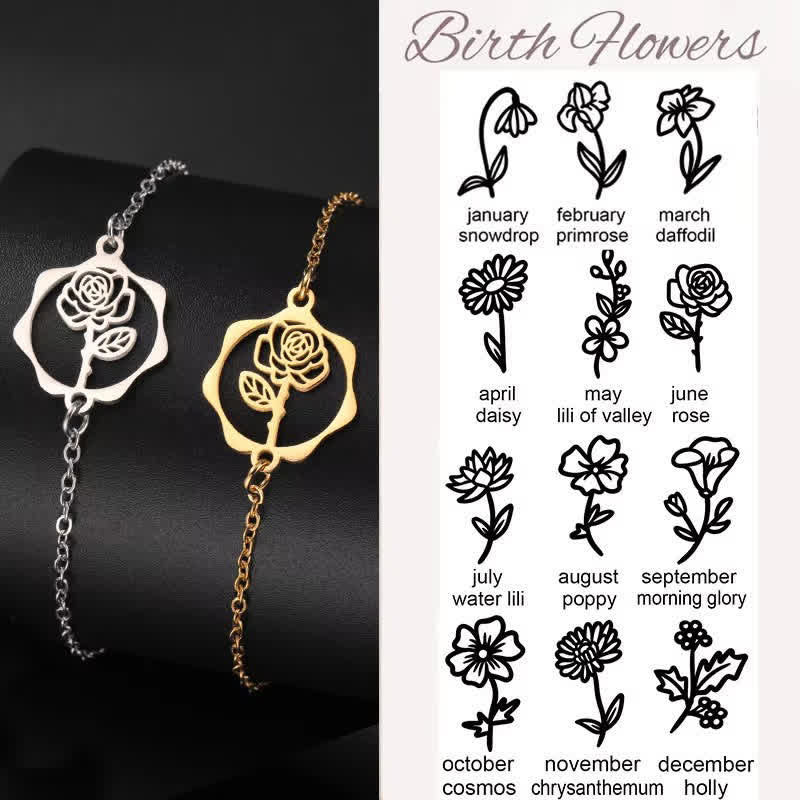 Nimara Ritual Titanium Steel Birth Flower New beginning Bracelet