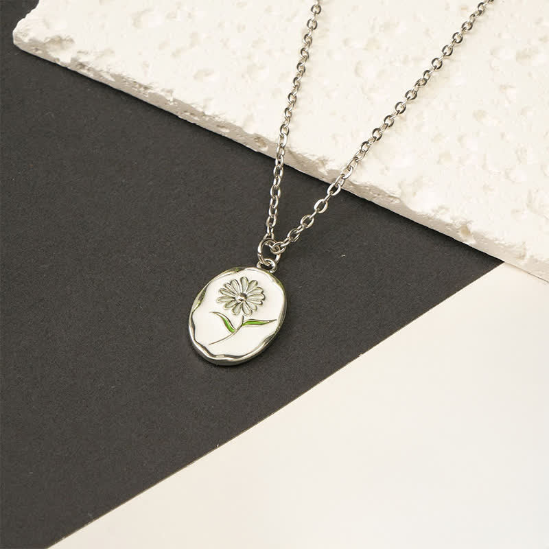 Nimara Ritual Titanium Steel Birth Flower Strengthen Pendant Necklace