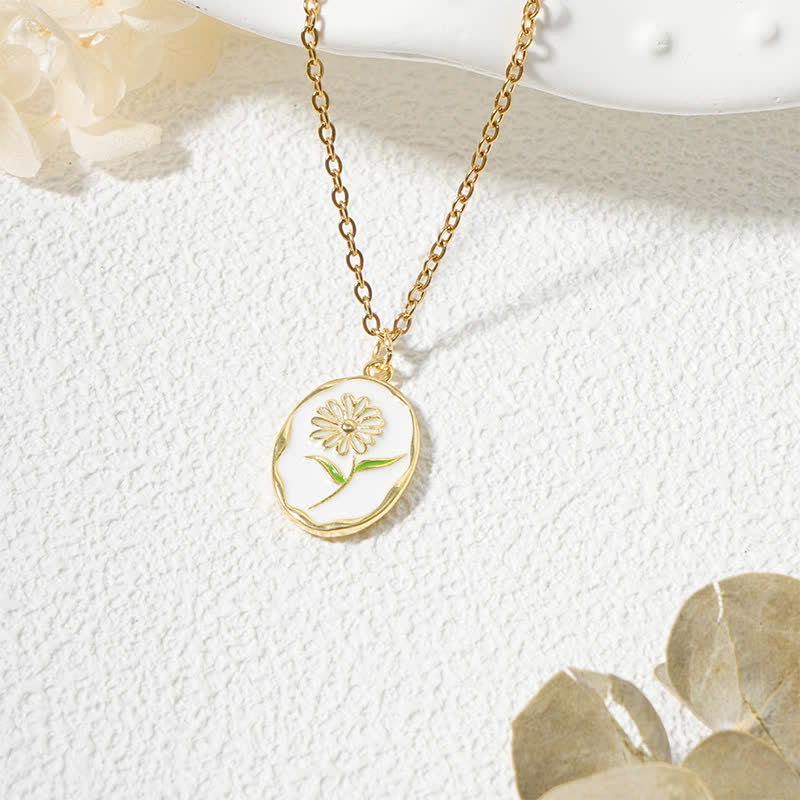 Nimara Ritual Titanium Steel Birth Flower Strengthen Pendant Necklace