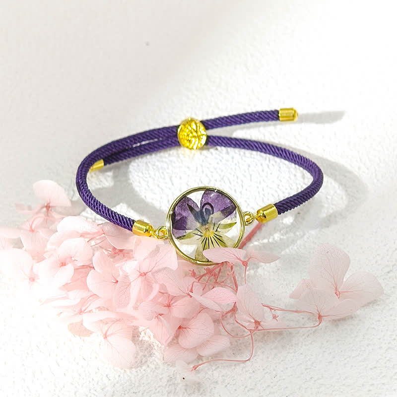 Nimara Ritual Resin Handmade Birth Flower Adjustable Braided Rope Bracelet