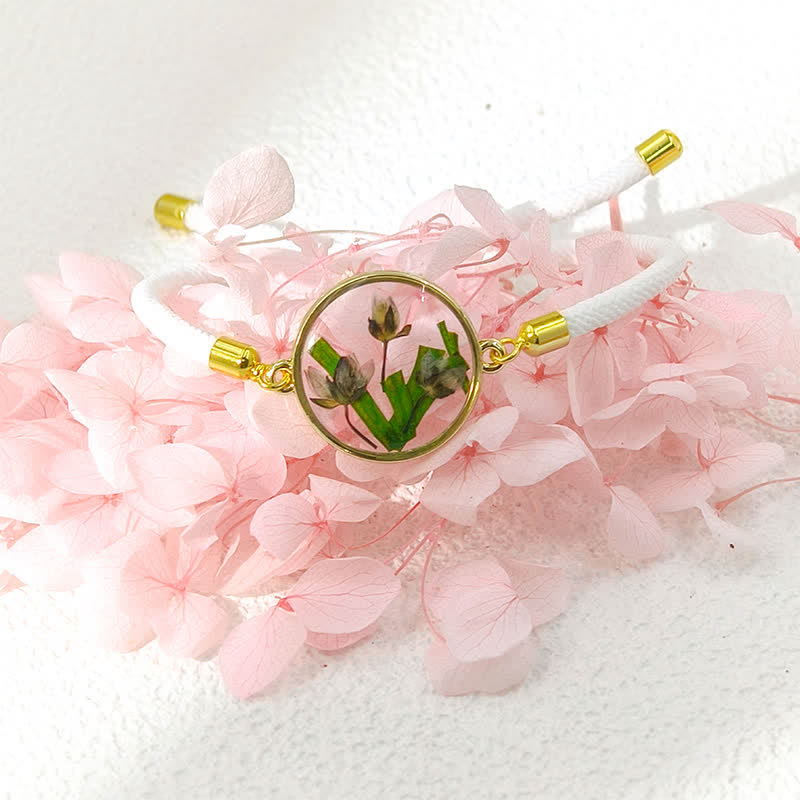 Nimara Ritual Resin Handmade Birth Flower Adjustable Braided Rope Bracelet