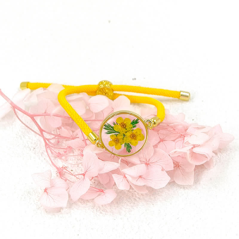 Nimara Ritual Resin Handmade Birth Flower Adjustable Braided Rope Bracelet