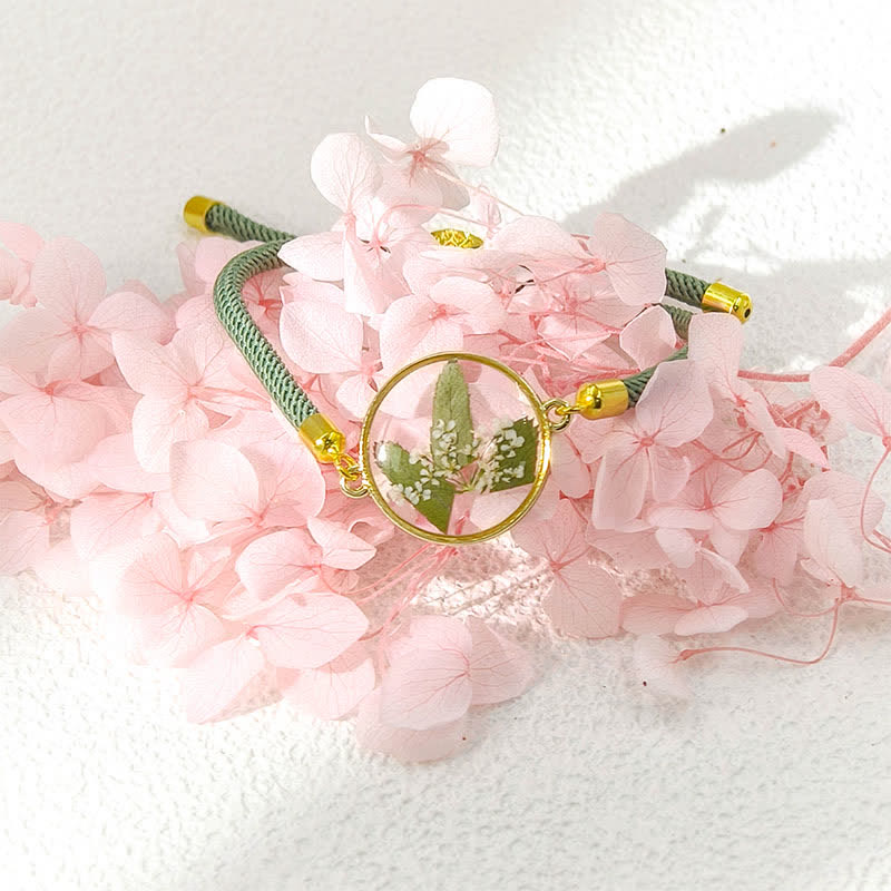 Nimara Ritual Resin Handmade Birth Flower Adjustable Braided Rope Bracelet