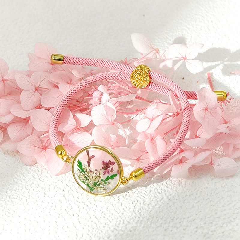 Nimara Ritual Resin Handmade Birth Flower Adjustable Braided Rope Bracelet