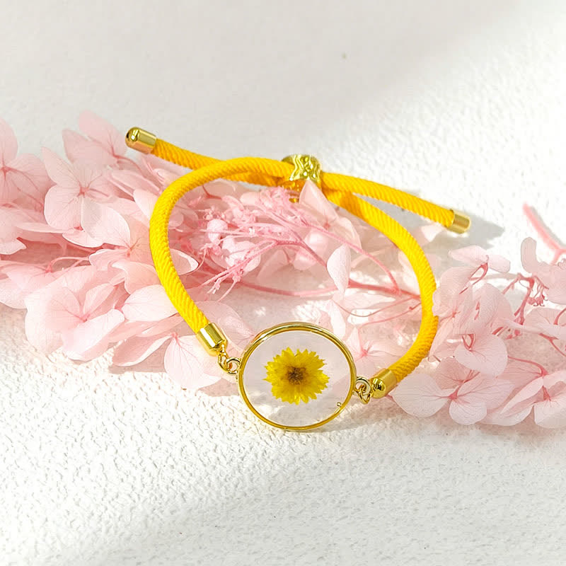 Nimara Ritual Resin Handmade Birth Flower Adjustable Braided Rope Bracelet