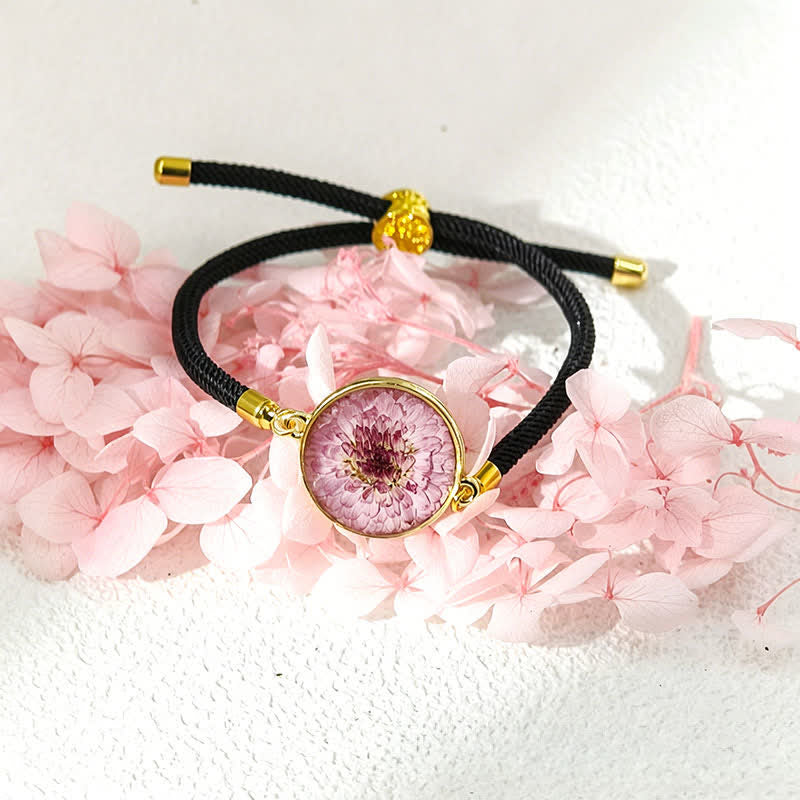 Nimara Ritual Resin Handmade Birth Flower Adjustable Braided Rope Bracelet