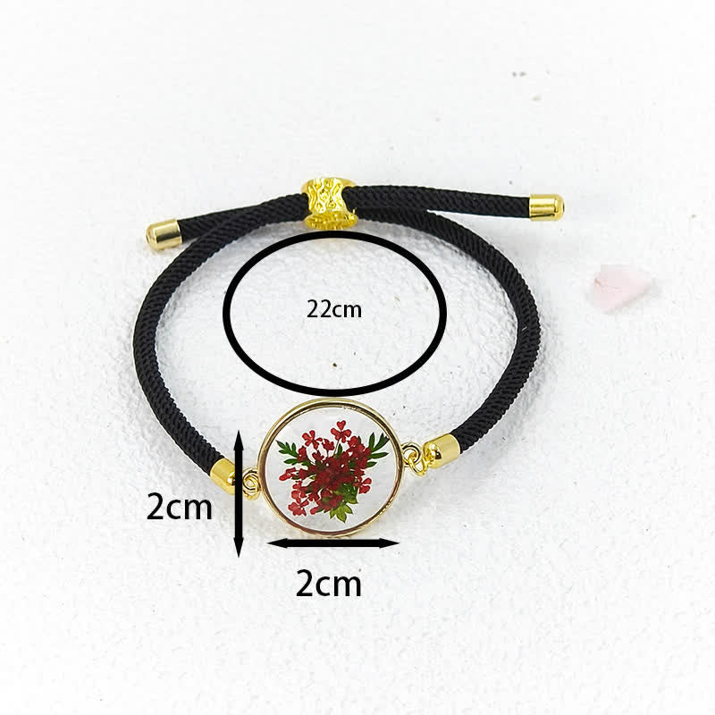 Nimara Ritual Resin Handmade Birth Flower Adjustable Braided Rope Bracelet