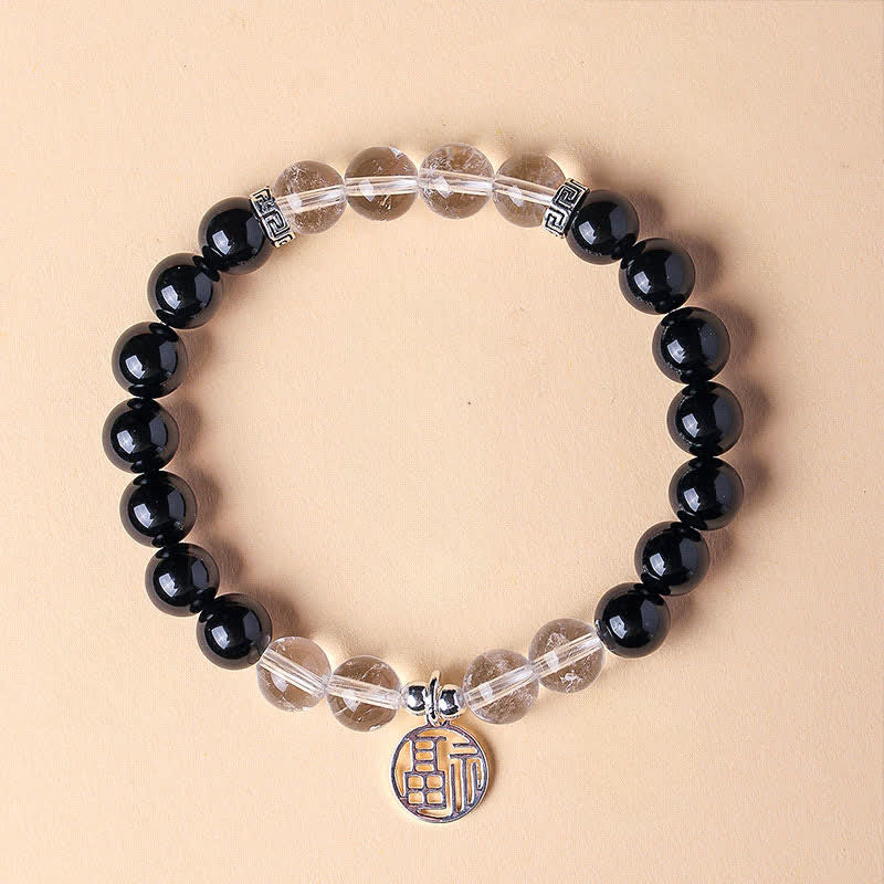 Nimara Ritual Black Onyx Fu Character Beaded Luck Bracelet