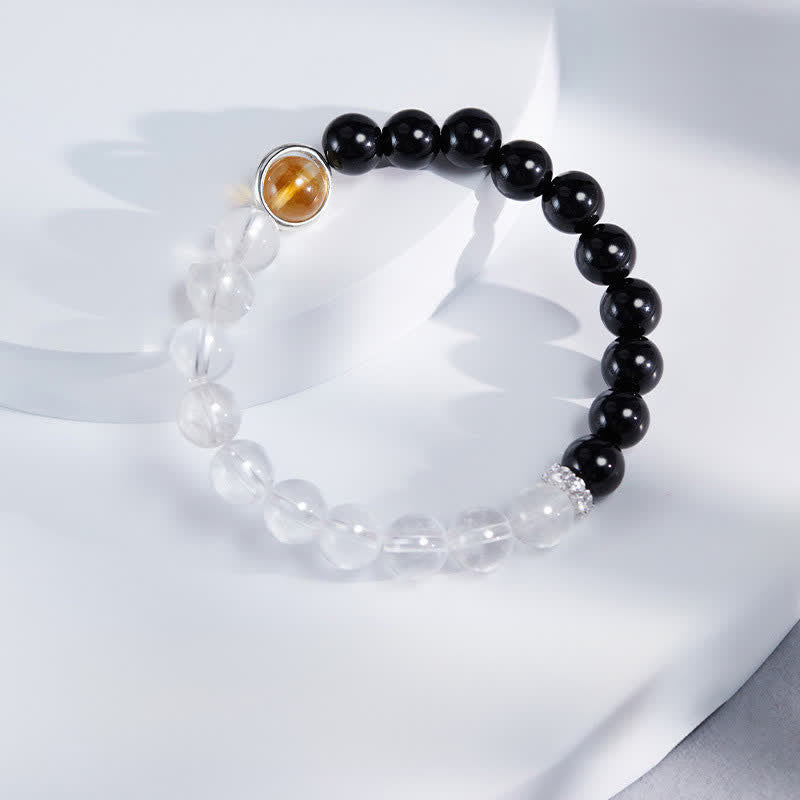 Nimara Ritual Clear Quartz Black Obsidian Protection Bracelet