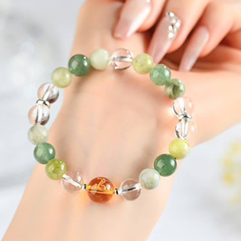 Nimara Ritual Natural Crystals Silver Sheen Obsidian Chinese Zodiac Protection Bracelet