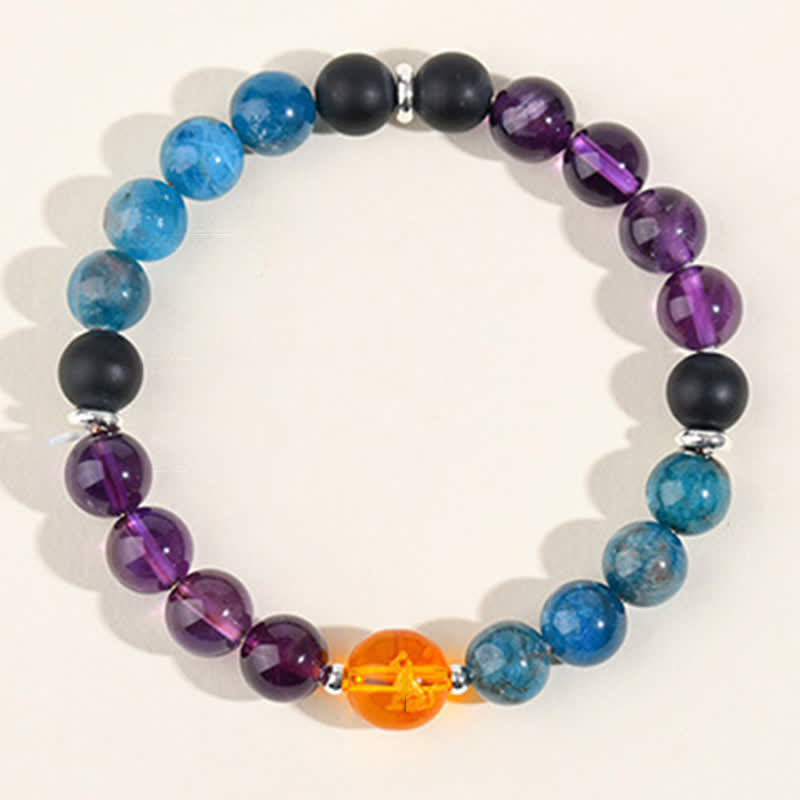 Nimara Ritual Natural Crystals Silver Sheen Obsidian Chinese Zodiac Protection Bracelet