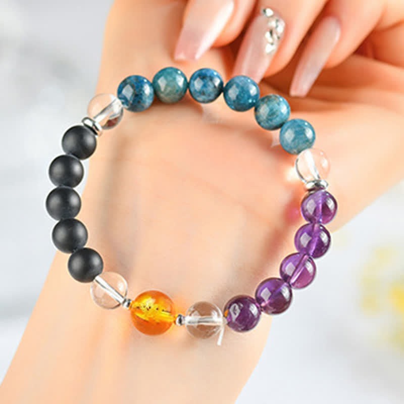 Nimara Ritual Natural Crystals Silver Sheen Obsidian Chinese Zodiac Protection Bracelet