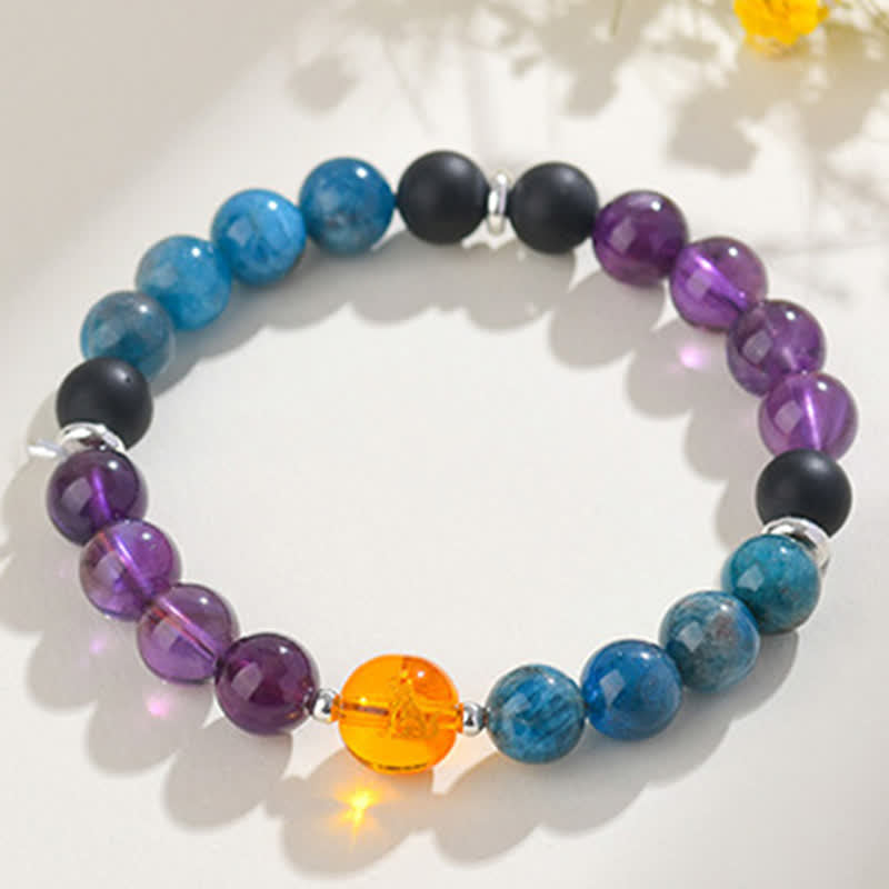 Nimara Ritual Natural Crystals Silver Sheen Obsidian Chinese Zodiac Protection Bracelet