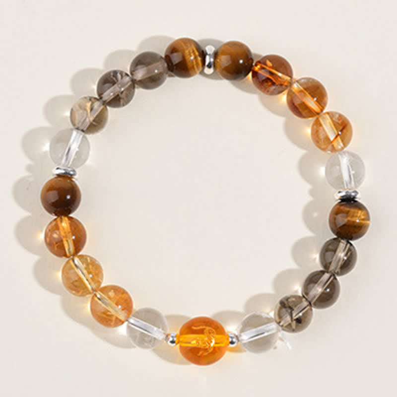 Nimara Ritual Natural Crystals Silver Sheen Obsidian Chinese Zodiac Protection Bracelet